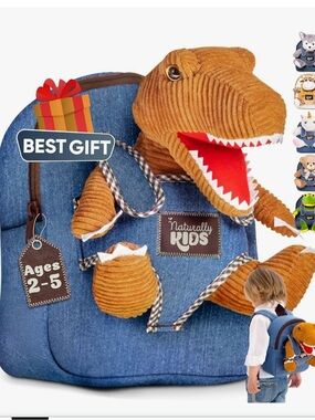 Blue Dino Plush Backpack for Kids